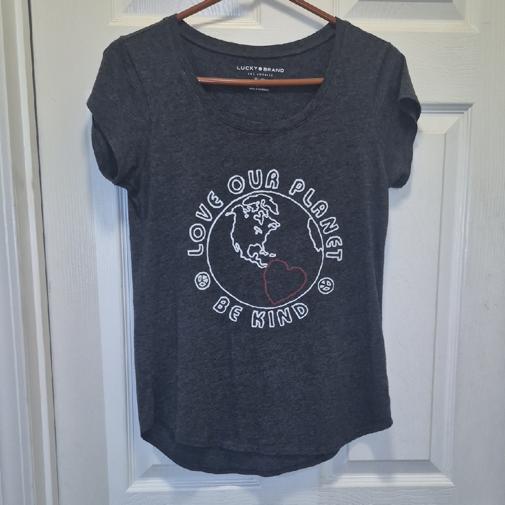 Lucky Brand Charcoal Earth Graphic Tee